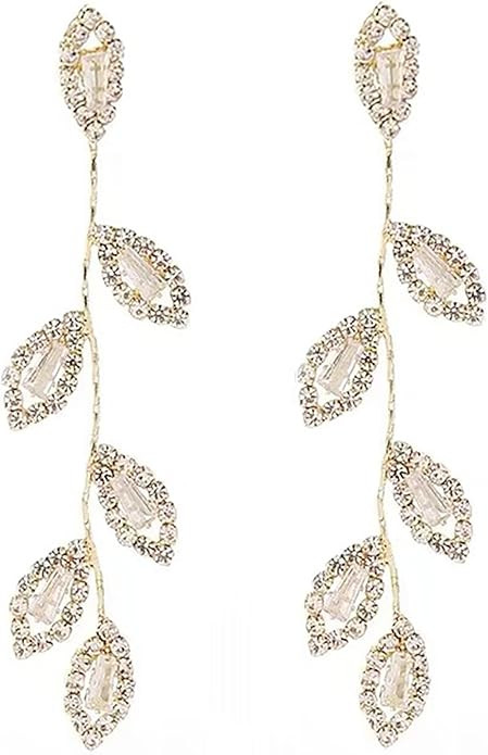 Dangling Earrings for Women Bridal Earrings for Wedding Rhinestone Wedding Prom Anniversary Delic... | Amazon (US)