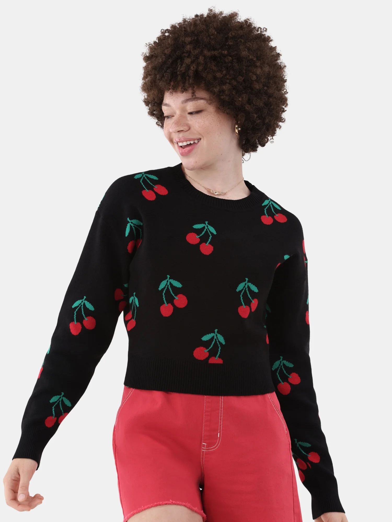 No Boundaries Jacquard Pullover Sweater, Midweight, Women’s Plus | Walmart (US)