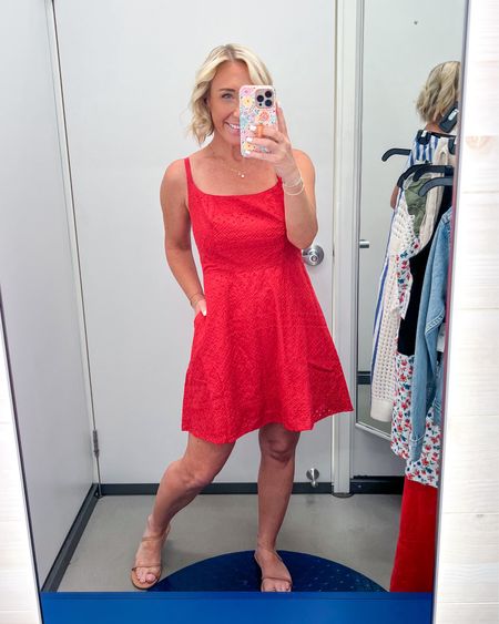 This red embroidered/eyelet cami dress is on sale for $20 - and would be perfect for Memorial Day or the 4th of July! ❤️🇺🇸 (I’m wearing a small)

#LTKFindsUnder100 #LTKSaleAlert #LTKSeasonal