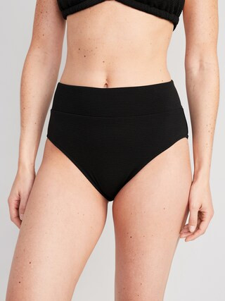 High-Waisted Pucker Classic Bikini Swim Bottoms for Women | Old Navy (US)