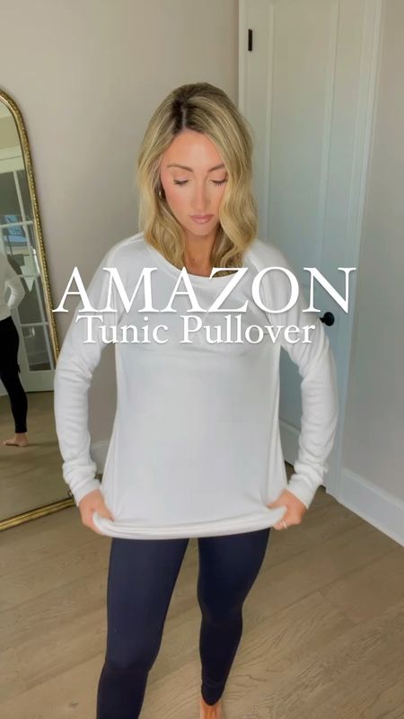 Amazon tunic pullover. Leggings outfit. Leggings pullover. Comfy. Casual. More colors. Mom style. Mom life. Mom outfit. Leggings 

#LTKfindsunder100 #LTKVideo #LTKstyletip