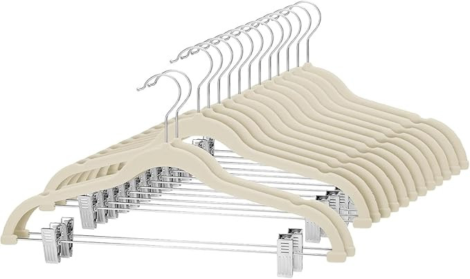 Cozymood Velvet Skirt Hangers 36 Packs Ultra Thin Hangers with Clips Non Slip Velvet Pant Hanger ... | Amazon (US)