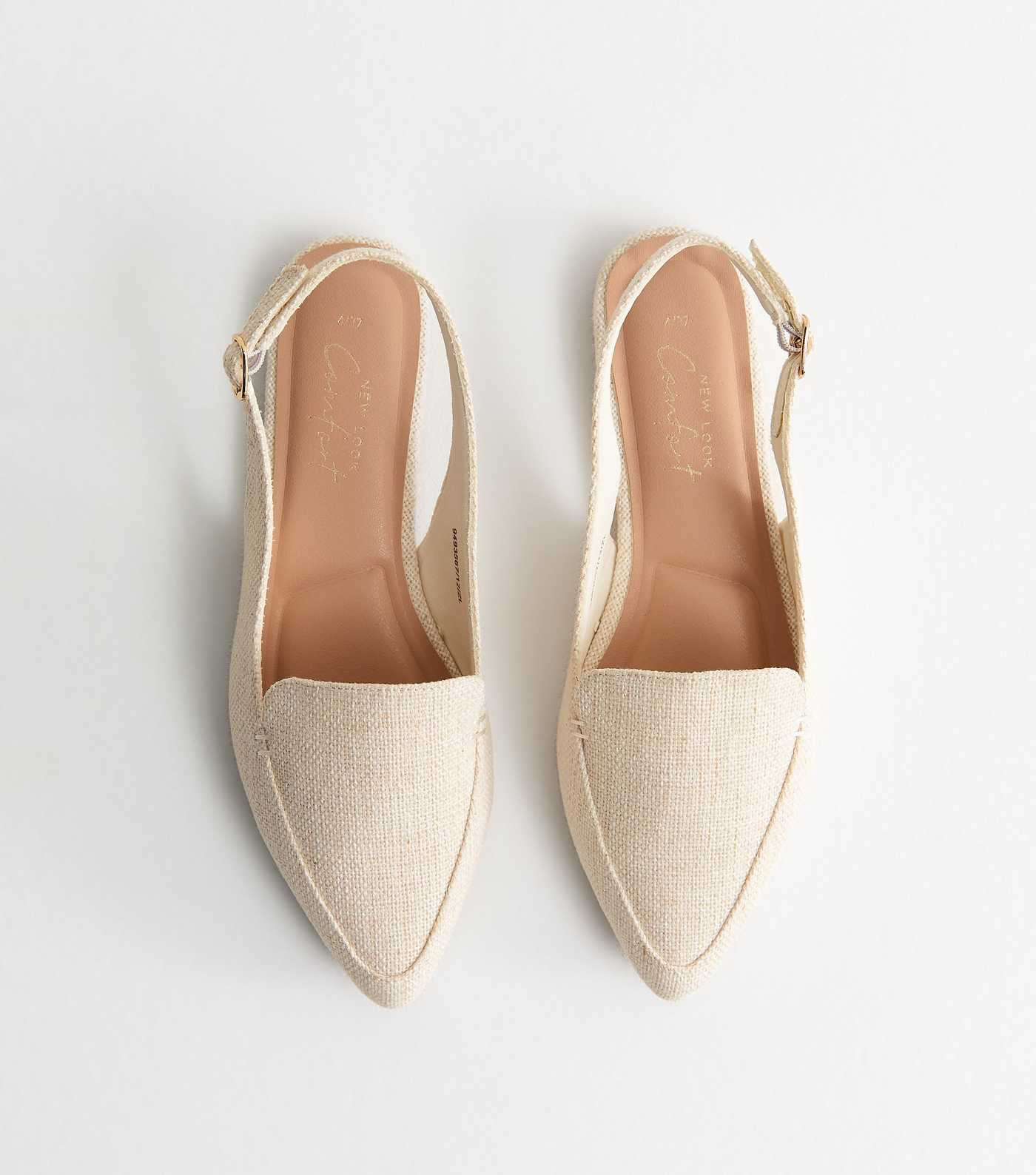 Off White Raffia-Look Slingback Flats | New Look | New Look (UK)