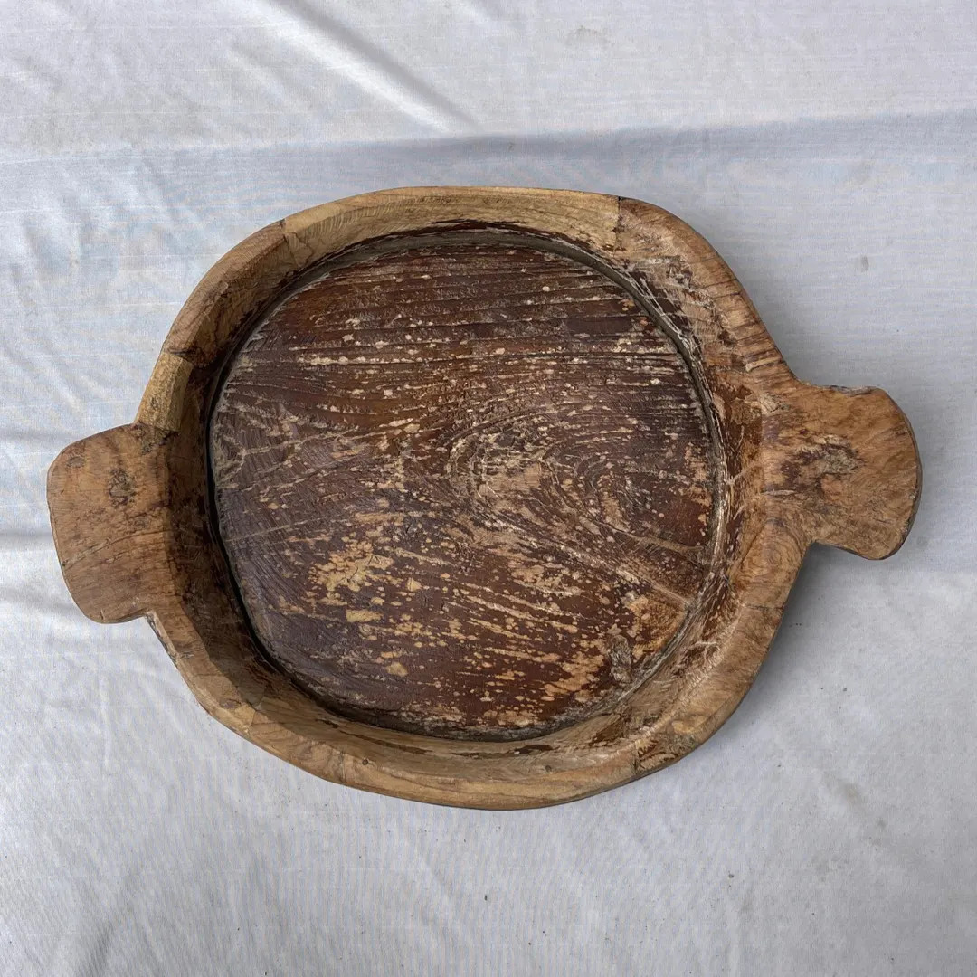 Antique Hand Carved Teak Dough Bowl, Rustic Farmhouse Centerpiece - Etsy | Etsy (US)