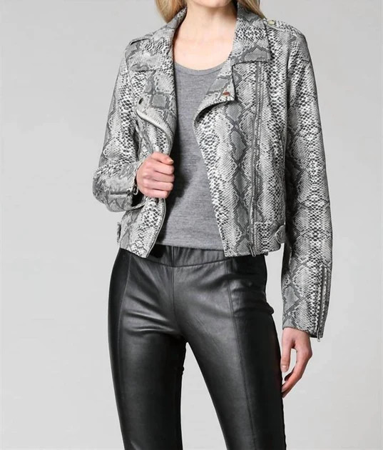 Snake Print Blazer Jacket In Grey | Shop Simon
