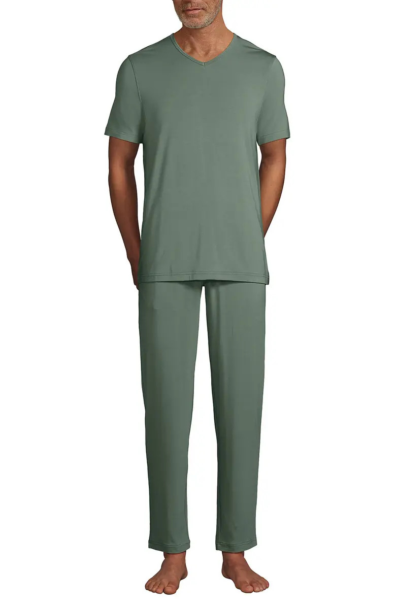Lands' End Short Sleeve Cooling Knit V-Neck Pajama Set | Nordstrom | Nordstrom