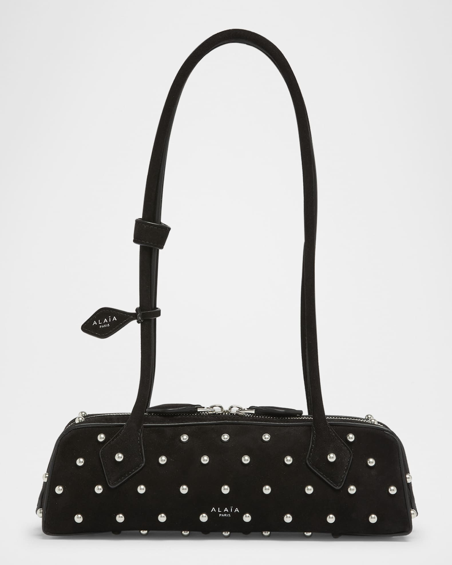 Le Teckel Small Shoulder Bag in Studded Suede | Neiman Marcus