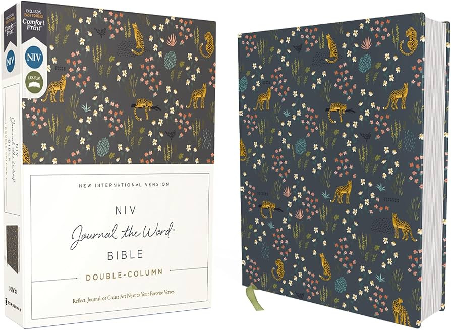 NIV, Journal the Word Bible (Perfect for Note-Taking), Double-Column, Cloth over Board, Navy Flor... | Amazon (US)