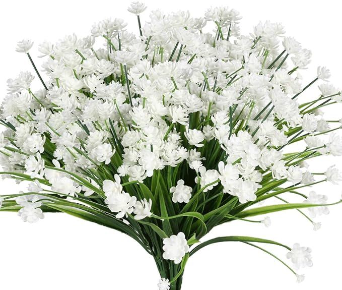 6Bundles Artificial Flowers,Fake Greenery Faux Plastic Bushes Fake Shrubs UV Resistant No Fade Fa... | Amazon (US)