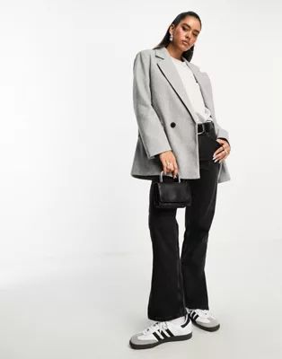 ASOS DESIGN double breasted blazer coat in gray | ASOS (Global)