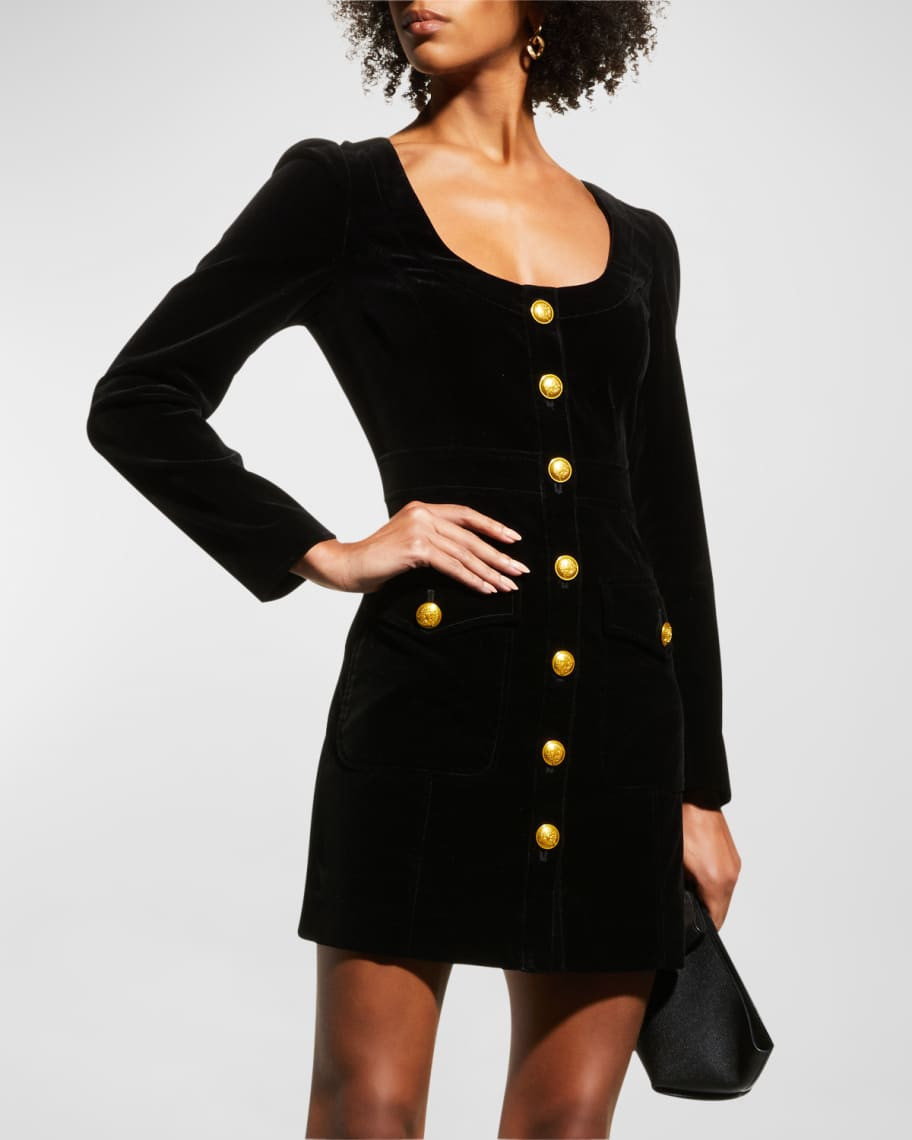 A.L.C. Ivy Velvet Button-Front Mini Dress | Neiman Marcus
