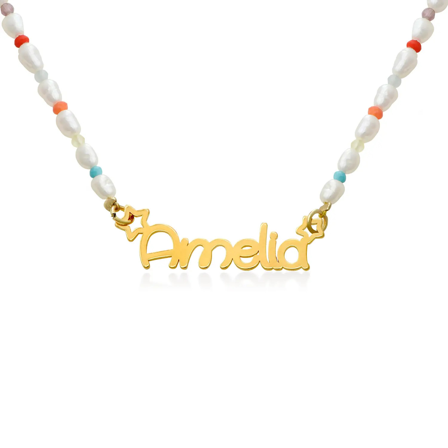 Pearl Candy Girls Name Necklace in Vermeil | Theo Grace