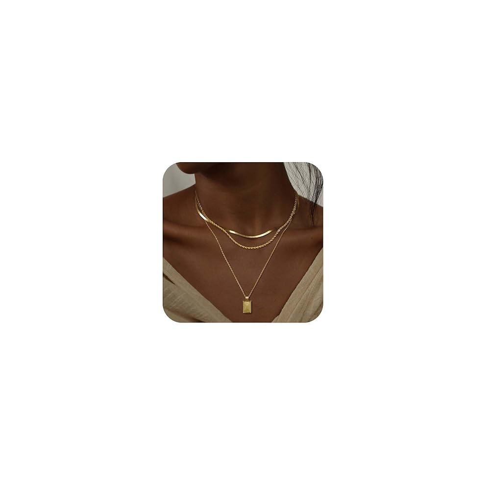 Layered Gold Silver Necklaces for Women, Stackable Stack 14K Real Gold Plated Silver Chain Neckla... | Amazon (US)