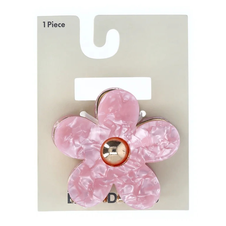 No Boundaries Women's Flower Hair Claw Clip in Pink and Gold Tone | Walmart (US)