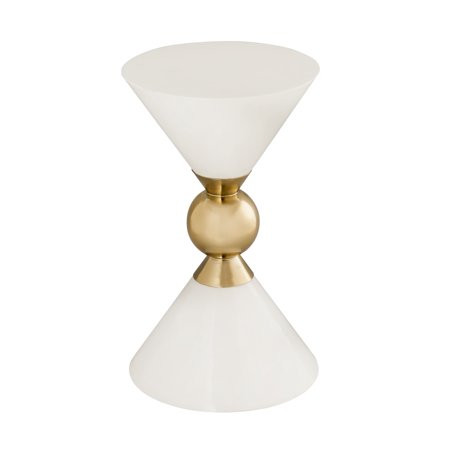TOV Furniture Balhi White Hourglass Shaped Side Table with Gold Accents | Walmart (US)