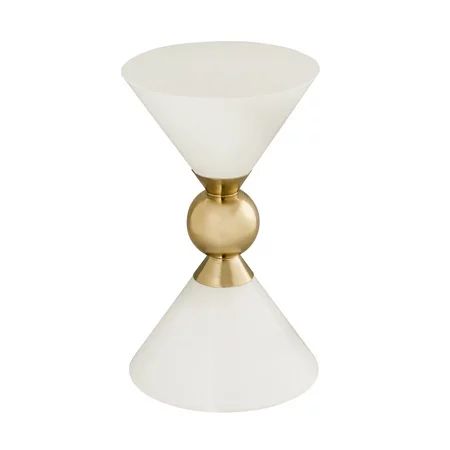 TOV Furniture Balhi White Hourglass Shaped Side Table with Gold Accents | Walmart (US)