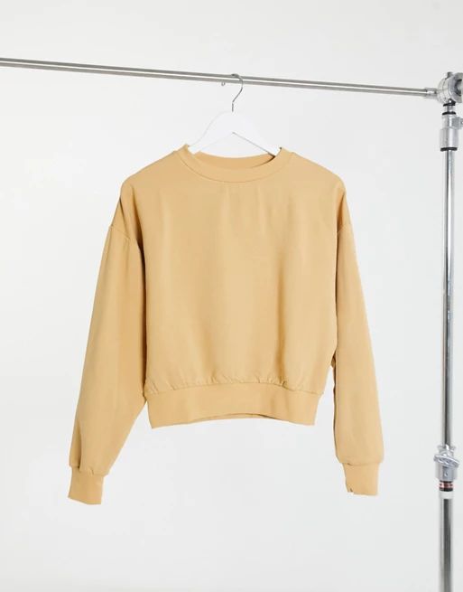 ASOS DESIGN super soft cropped batwing sweatshirt in sand | ASOS (Global)