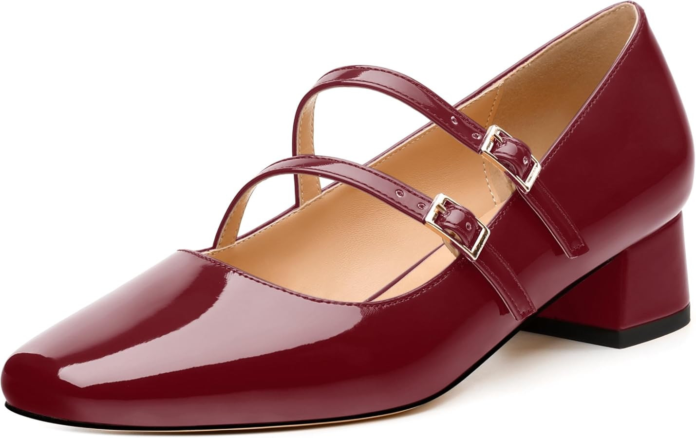 Womens Mary Jane Pumps, Square Toe Low Block Heel Pumps for Women, Leather Insloe Comfort Daily T... | Amazon (US)