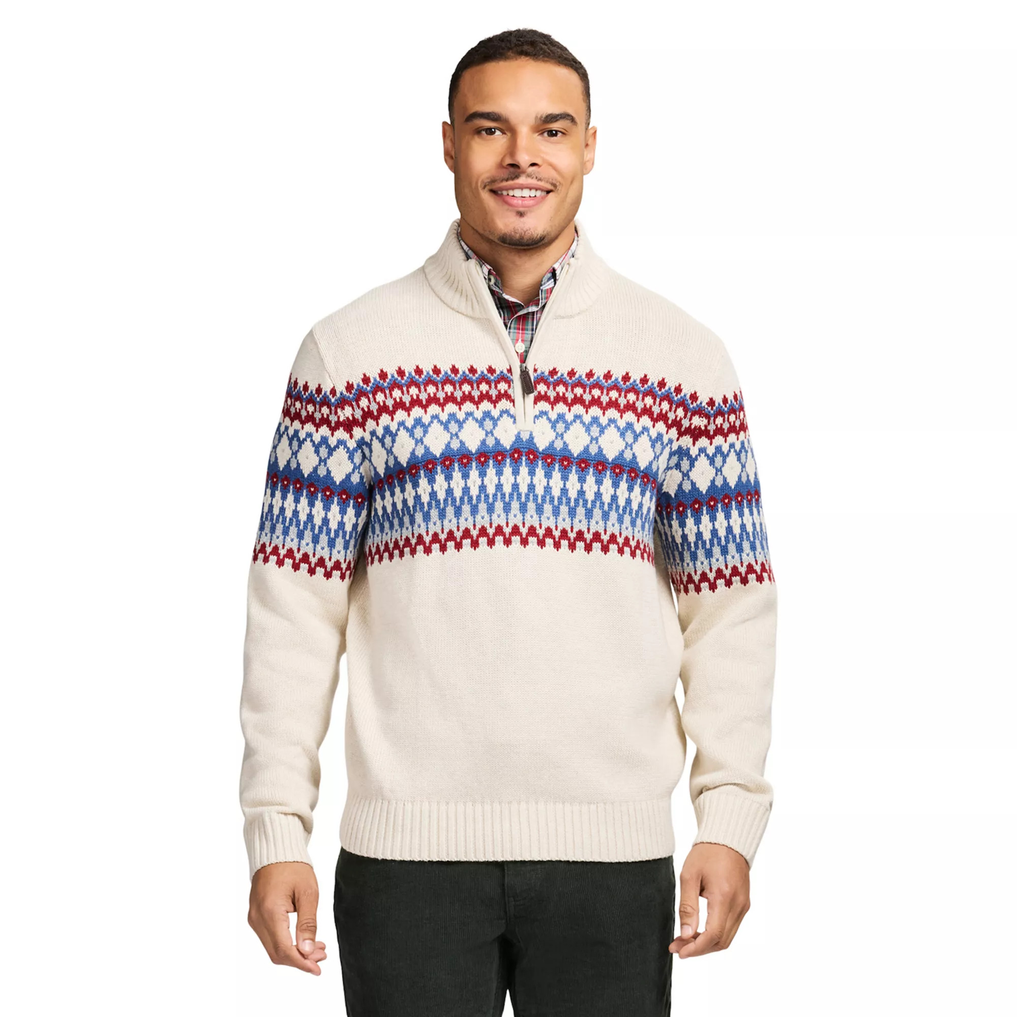 Men's IZOD Fair Isle Quarter Zip Sweater | Kohl's
