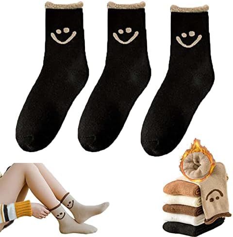 DIZHIGE Smile Face Socks Womens, 3/6Pairs Lovely Smile Face Cotton Socks, Autumn Winter Thermal A... | Amazon (US)