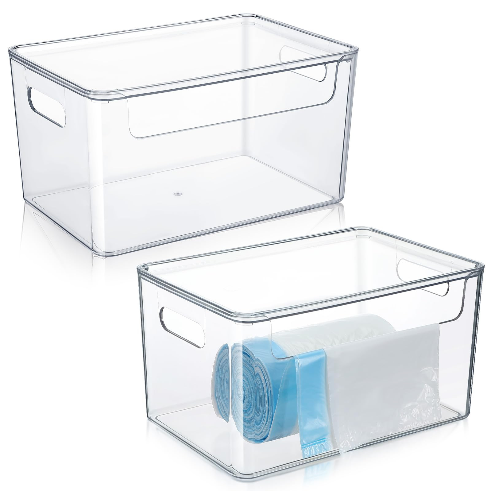 2 Pcs Trash Bag Holder Dispenser Plastic Garbage Bag Dispenser Under Sink with Lid Laundry Room O... | Amazon (US)