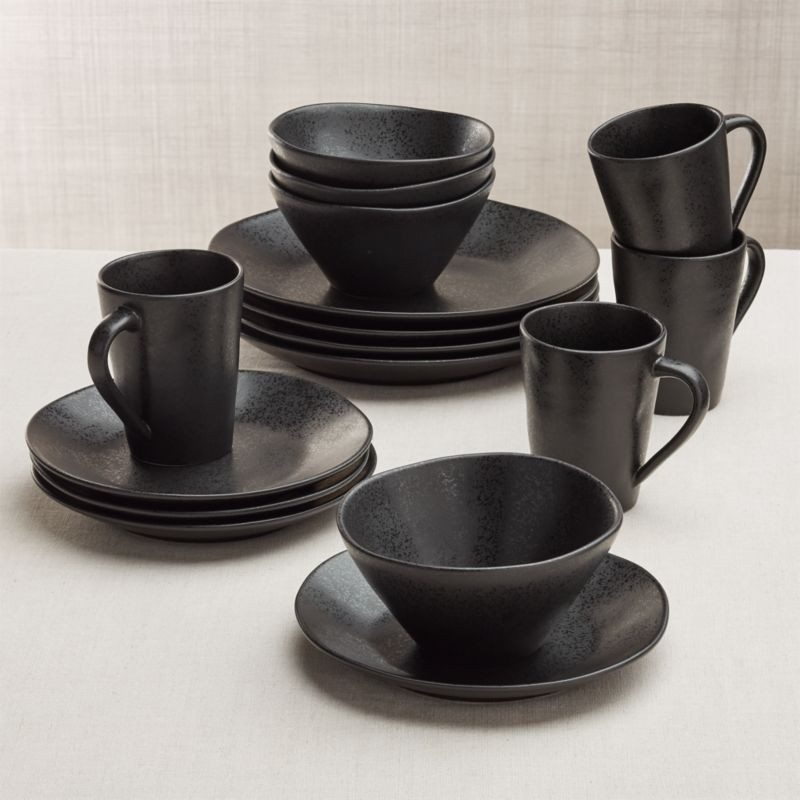 Marin 16-Piece Matte Black Dinnerware Set + Reviews | Crate and Barrel | Crate & Barrel