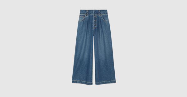 Denim pant with Gucci label | Gucci (US)