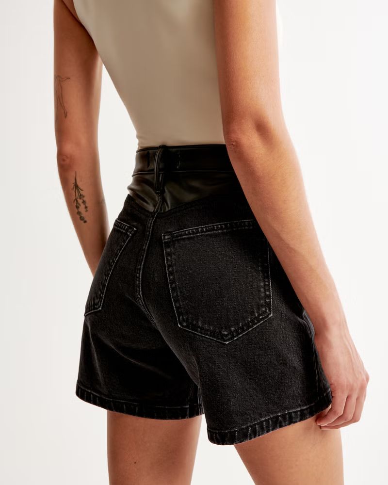 Mixed Fabric High Rise Dad Short | Abercrombie & Fitch (US)