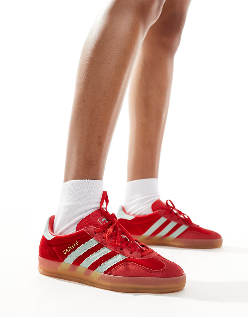 adidas Originals Gazelle Indoor sneakers in red and blue velvet | ASOS (Global)