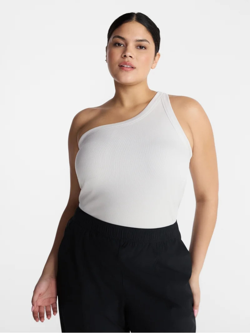 Avia Women's One Shoulder Ribbed Tank Top, Sizes XS-XXXL - Walmart.com | Walmart (US)