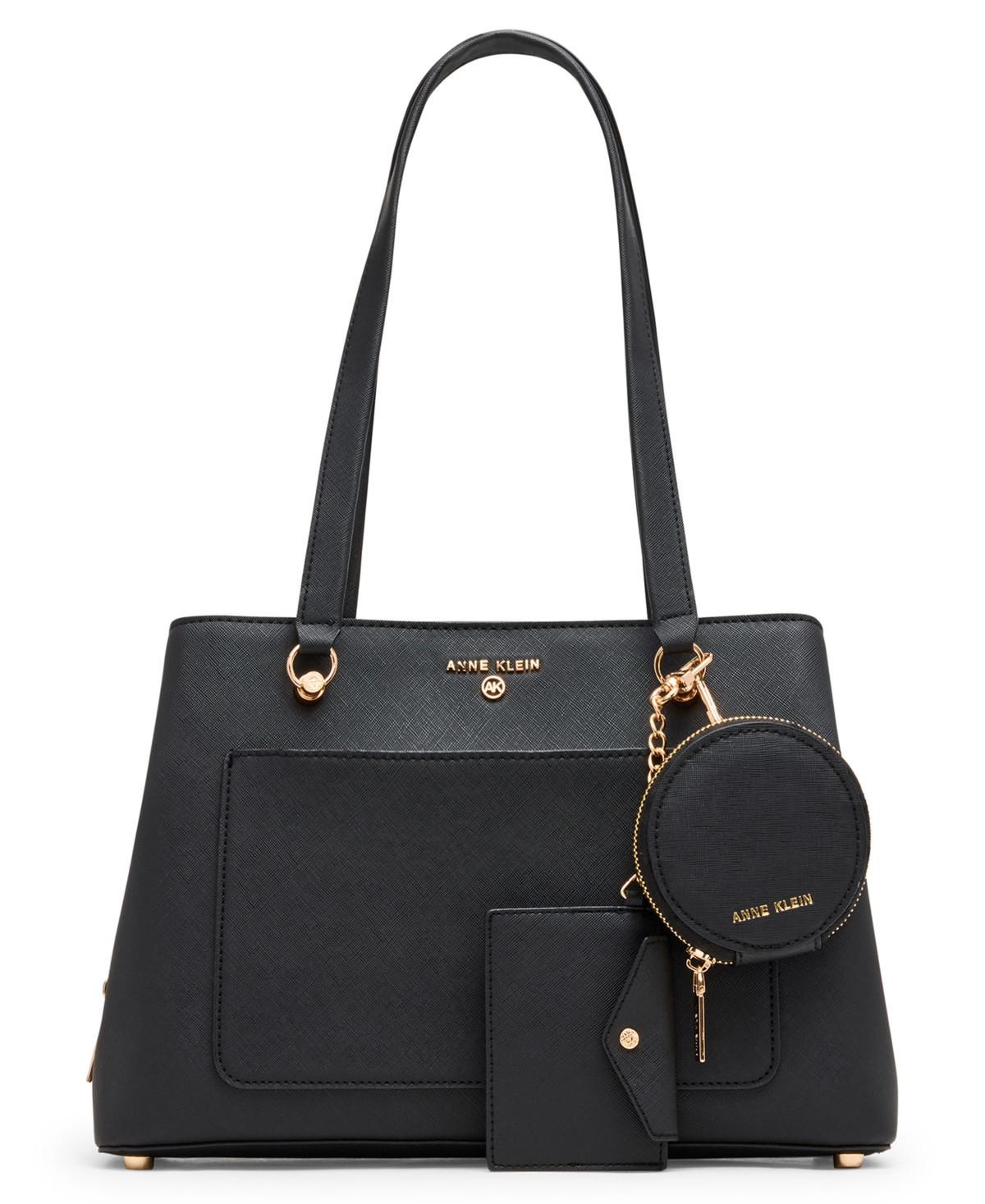 Anne Klein Medium Triple Compartment Satchel Bag - Black | Macy's