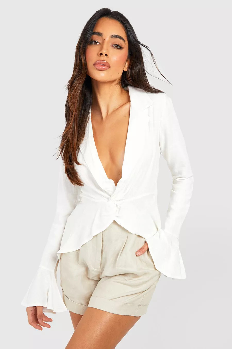 Top torsadé en lin | Boohoo.com (FR)