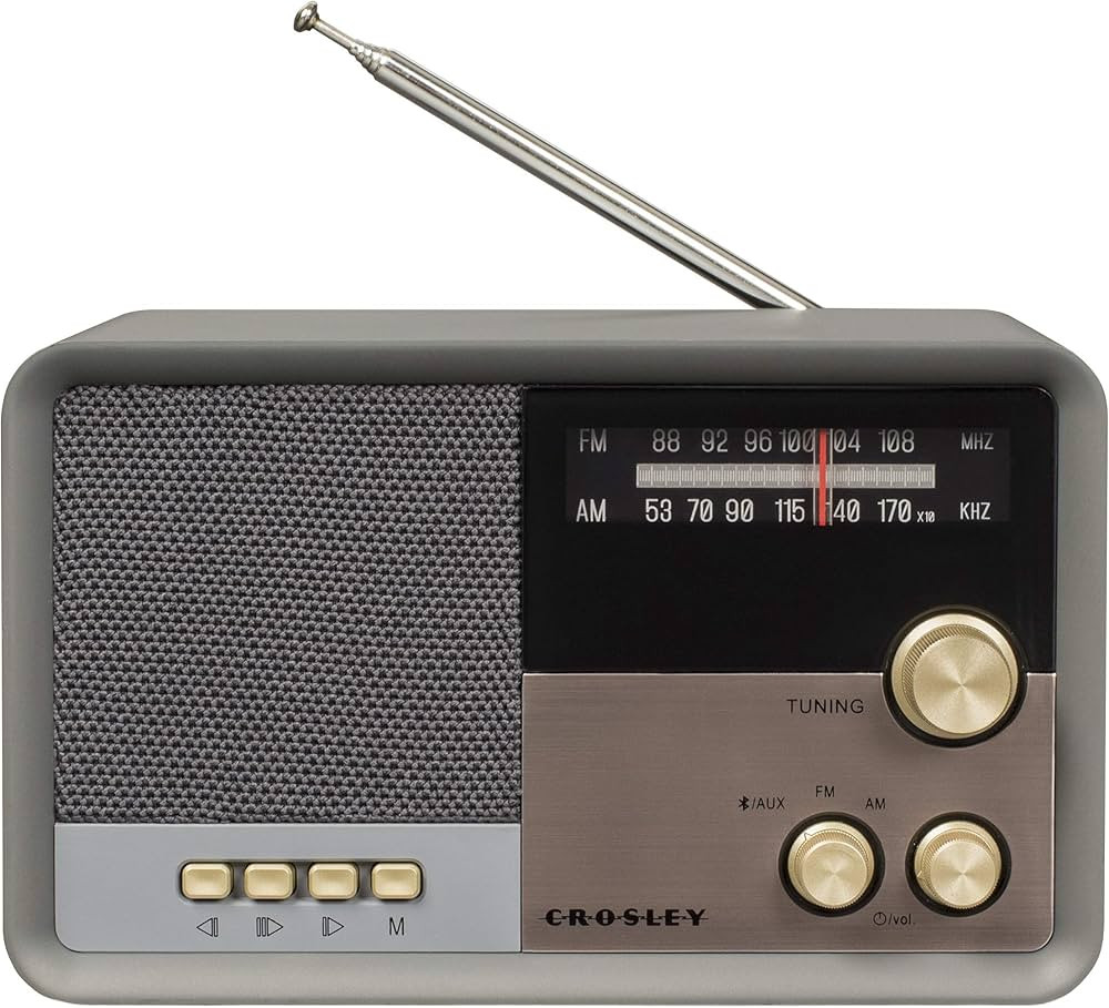 Crosley CR3036D-CL Tribute Vintage AM/FM Bluetooth Radio, Charcoal | Amazon (US)