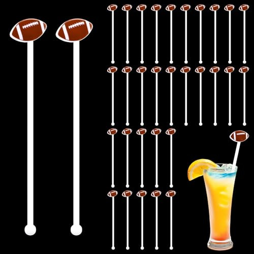 Nuogo 30 Pcs Football Swizzle Stir Sticks Coffee Bar Cocktail Stirrers 6 Inch Drink Plastic Sports Club Cocktail Swizzle Stick Sports Decoration Favors Reusable for Party Coffee Bar Decor | Amazon (US)