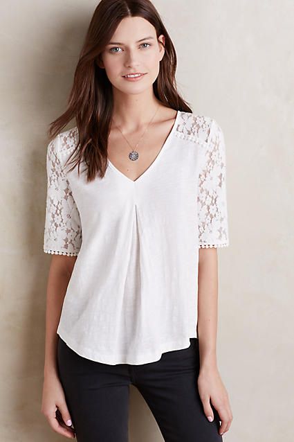 Brushed Lace Tee | Anthropologie (US)