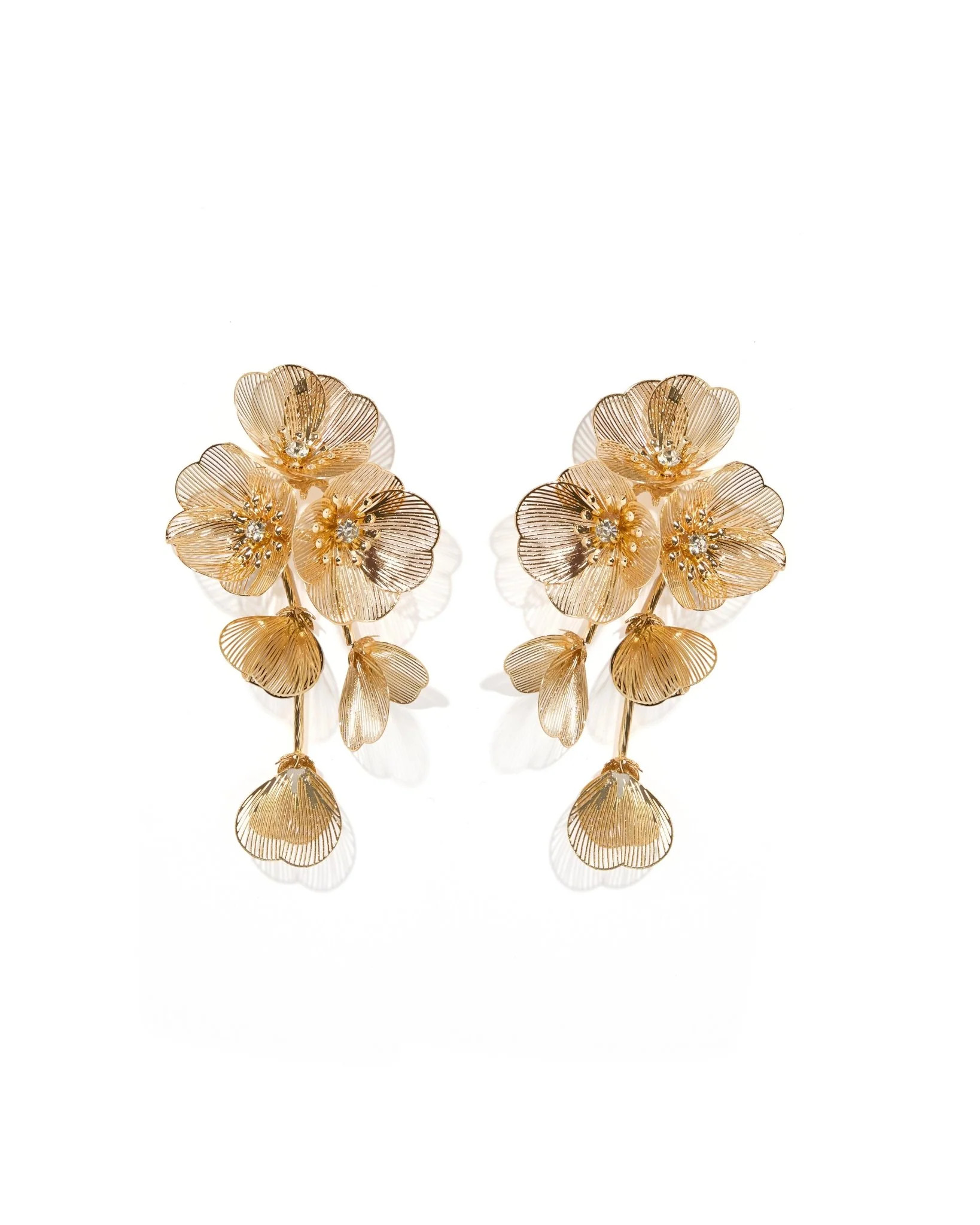 Audrey Flower Statement Earring - Gold | LINNY CO LLC