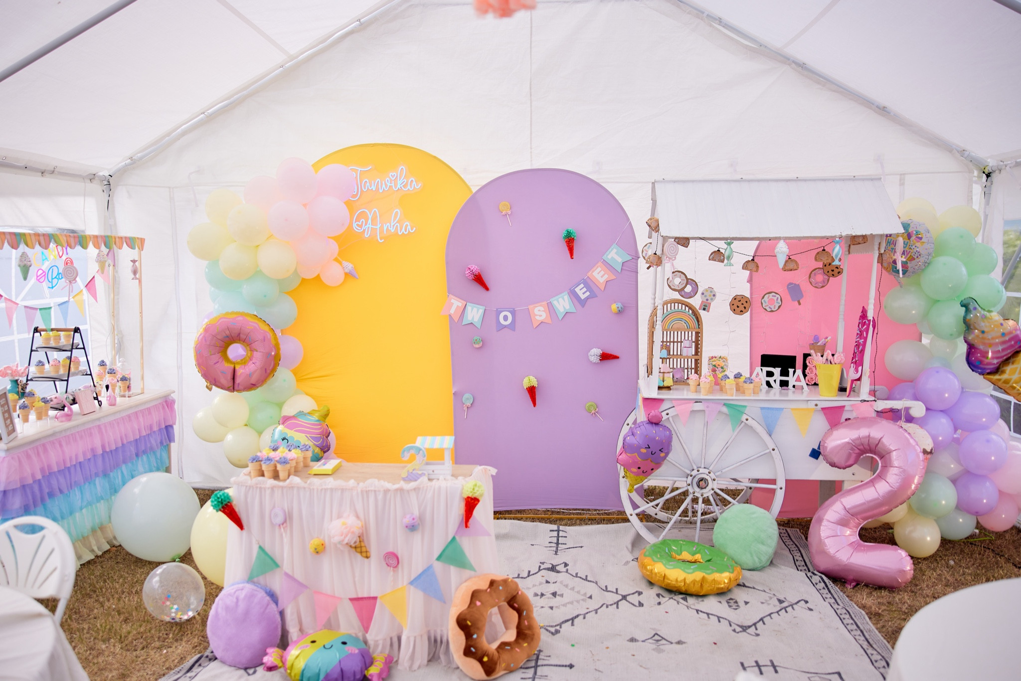 2 nd Birthday ice cream candy cart Theme Decor