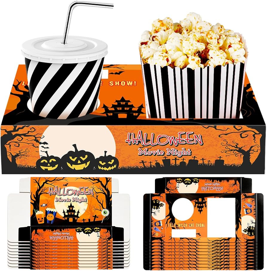 20 Pcs Halloween Movie Night Supplies Movie Night Paper Snack Trays Popcorn Candy Holder Movie Th... | Amazon (US)