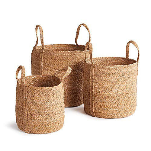 Napa Home & Garden Natural Seagrass Baskets, Set of 3: Round with long handles, soft, textured storage bins perfect for home decor! 14 x 14 x 19.75 12 x 12 x 16.5 10 x 10 x 14 Natural | Amazon (US)