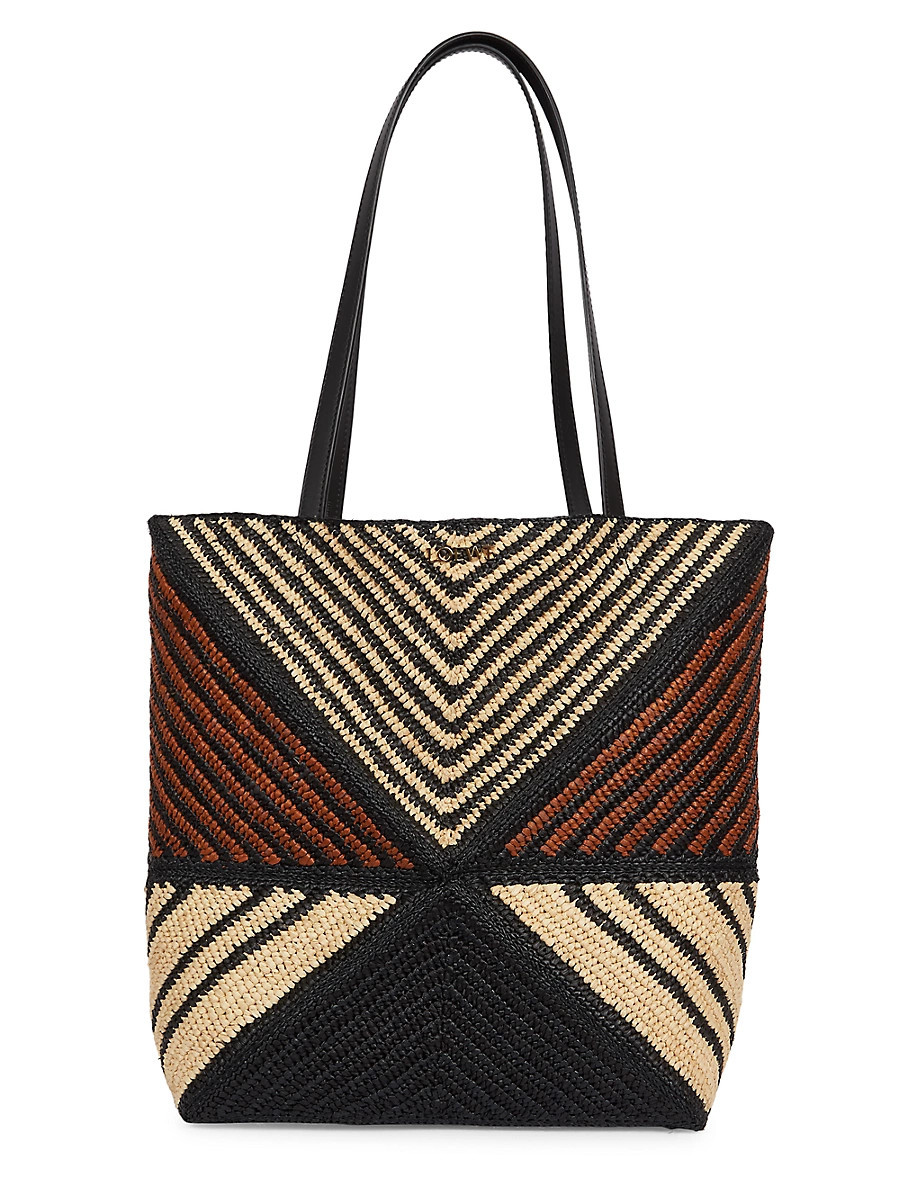 Women's LOEWE x Paula's Ibiza 4FA Striped Raffia Foldable Tote Bag - Natural Honey Gold | Saks Fifth Avenue