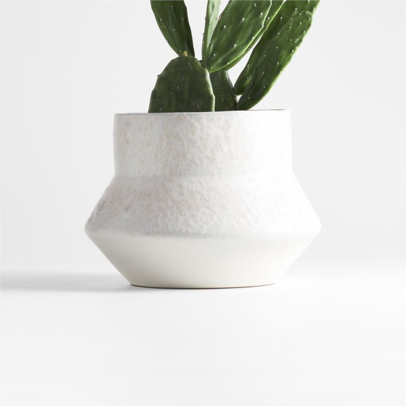 Nikko Mini Off White Ceramic Planter 8" | Crate & Barrel | Crate & Barrel