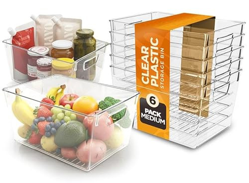 Utopia Kitchen Clear Organizer or Storage Bins - 6 Pack Pantry Organizers and Storage Bins - Large Durable Storage Containers With Handles for Organizing Fridge, Kitchen Organization | Amazon (US)