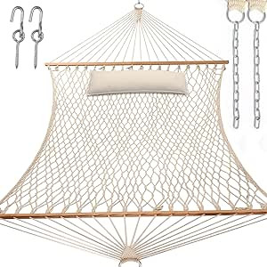 Y- STOP Hammocks, Traditional Cotton Rope Hammock with Chains and Hooks for Outdoor, Indoor, Pati... | Amazon (US)