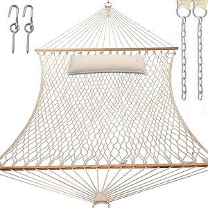 Y- STOP Hammocks, Traditional Cotton Rope Hammock with Chains and Hooks for Outdoor, Indoor, Pati... | Amazon (US)