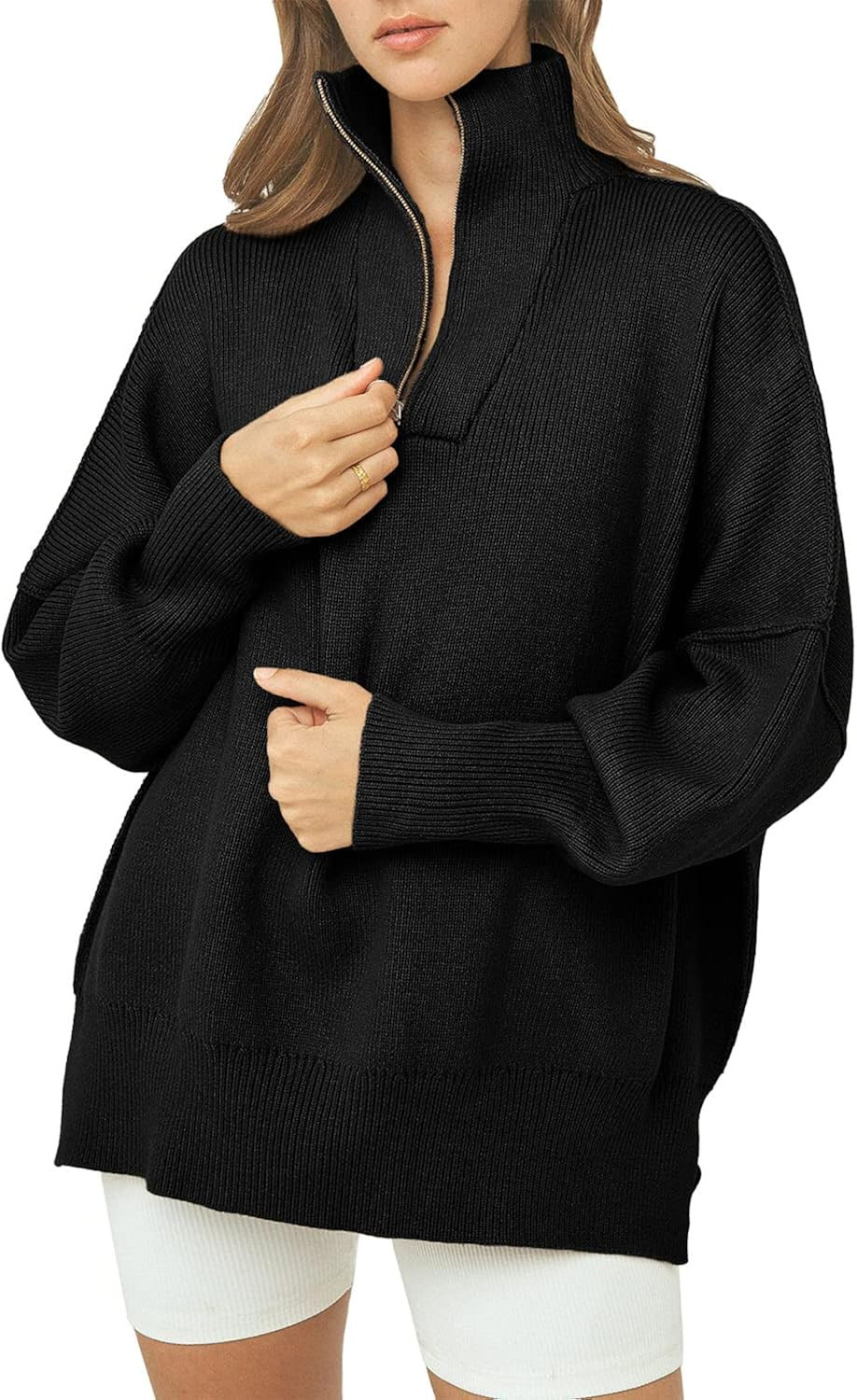 PRETTYGARDEN Women's Fall Oversized Sweaters Long Sleeve Casual 1/4 Zip Up Sweatshirts Pullover W... | Amazon (US)