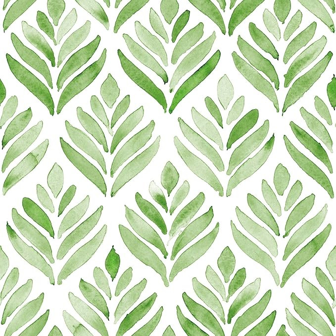 HaokHome 96031-1 Peel and Stick Wallpaper Watercolor Tulip Leaves Green/White Removable Bathroom ... | Amazon (US)