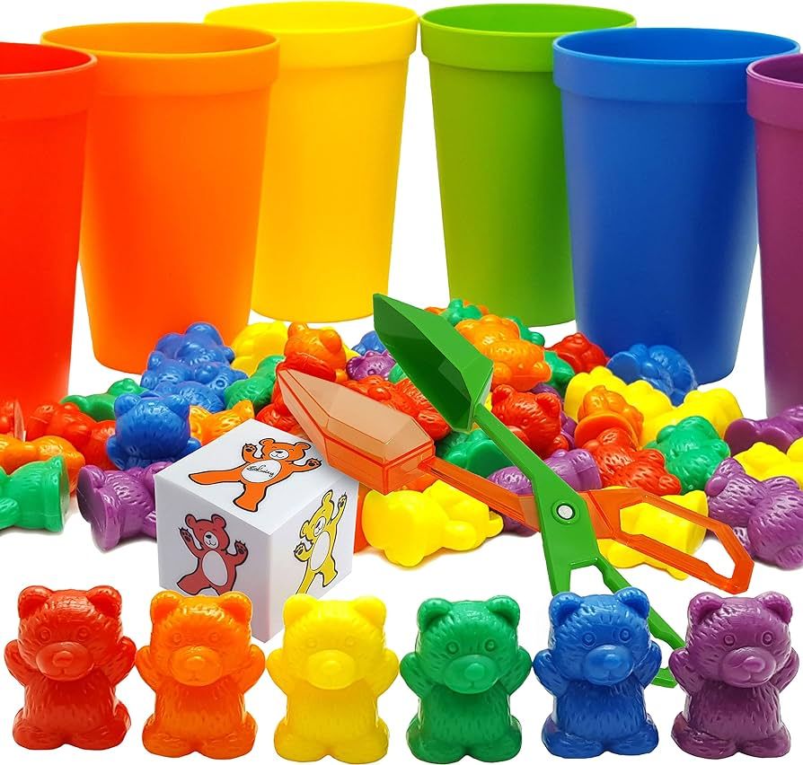Skoolzy Rainbow Counting Bears with Matching Sorting Cups 70 Pc - Toddler STEM Educational Number... | Amazon (US)