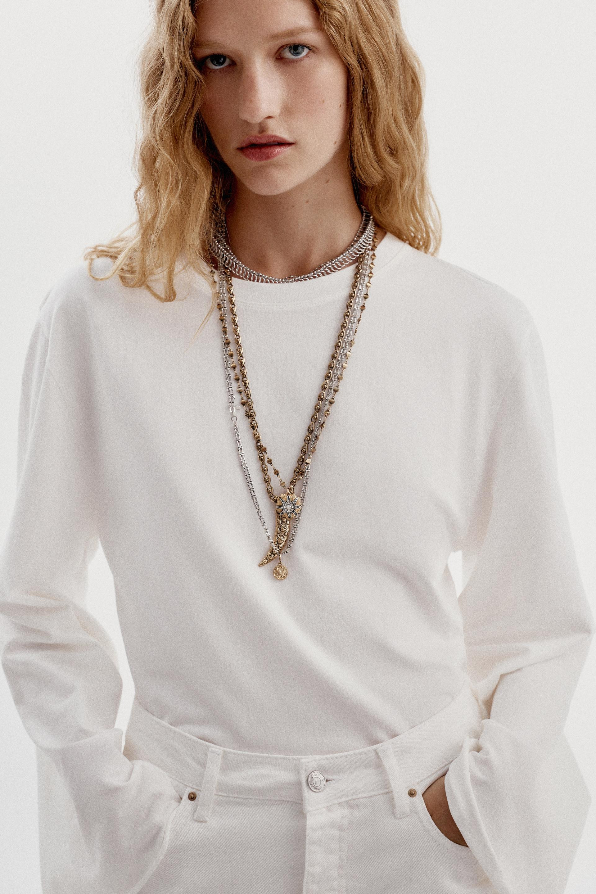 Zara - Set Of 4 Mixed Horn And Star Necklaces - Gold / Silver - M - Woman | Zara US