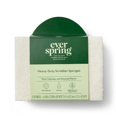 Natural Heavy Duty Scrubber Sponges - 3ct - Everspring™ | Target
