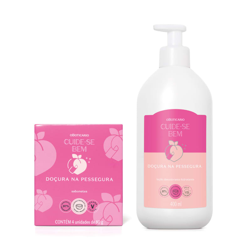 Combo Cuide-se Bem Doçura na Pessegura: Loção Corporal 400ml + Sabonetes em Barra 4x80g | O Bo... | oBoticario (BR)